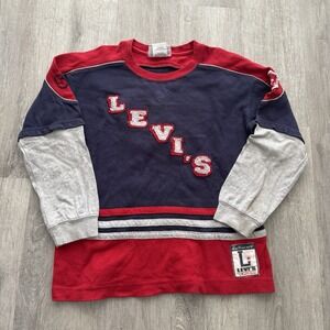 Vtg Levis Kids Levis Pullover Long Sleeve T Shirt Spellout Size 7 Multicolor